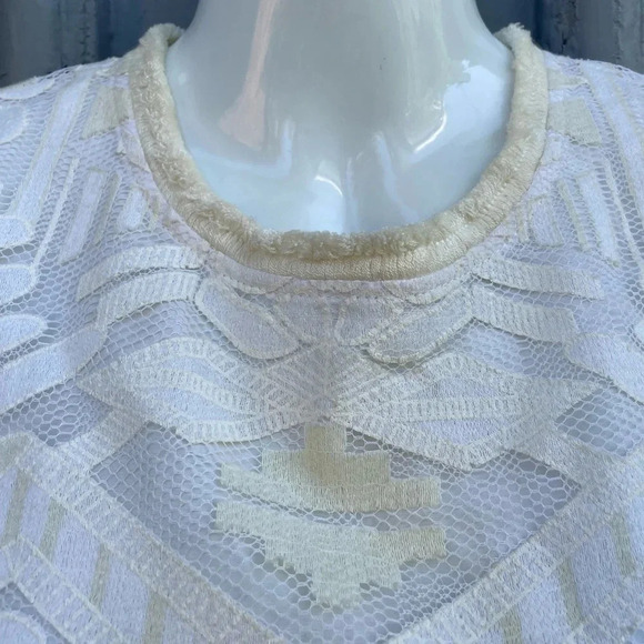 Sea NY Lace Peplum Top, ecru, sz 2 - Picture 3 of 9
